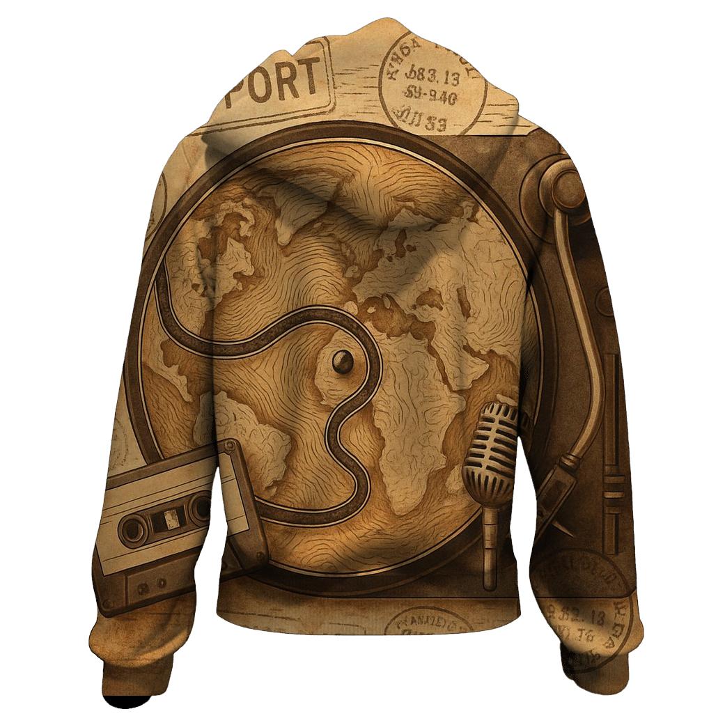 Turntable Map Collage embroidered hoodies