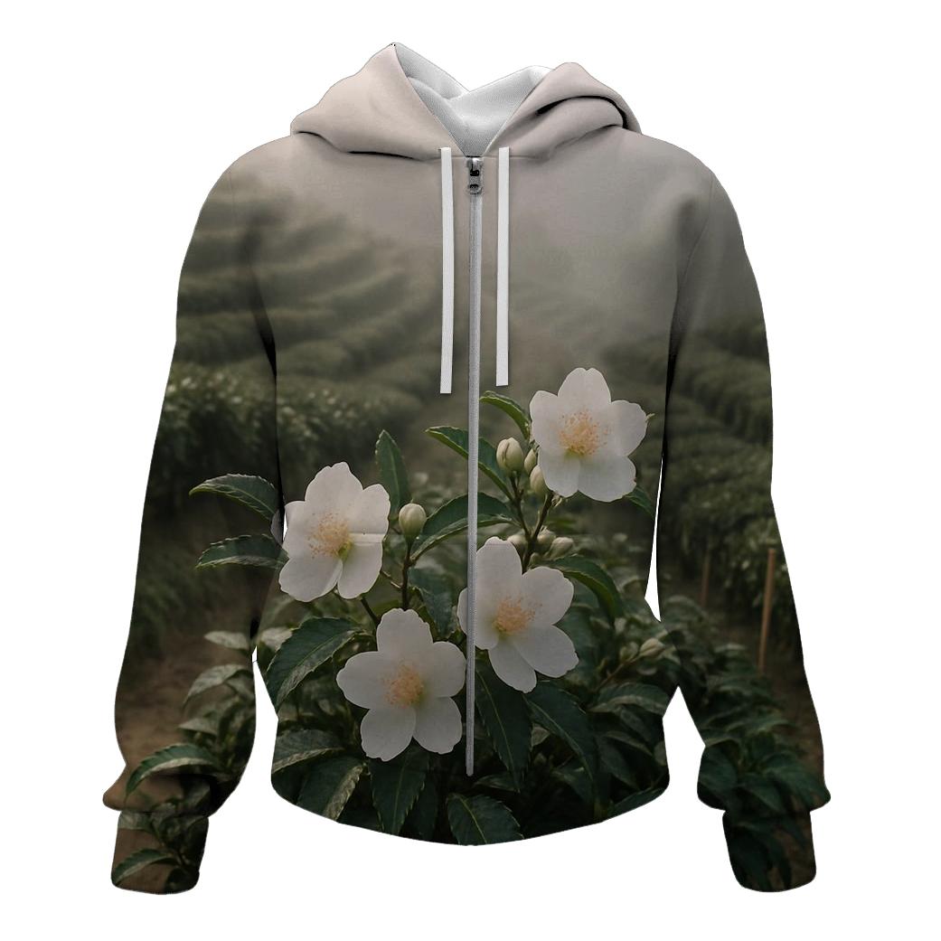 Tea Plantation Camellia Harvest embroidered hoodies