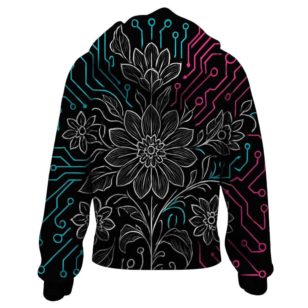 Abstract Circuit Bloom hoodie trends