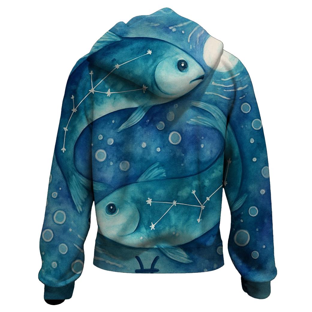 Pisces Cosmic Fish Dream Scene premium hoodies