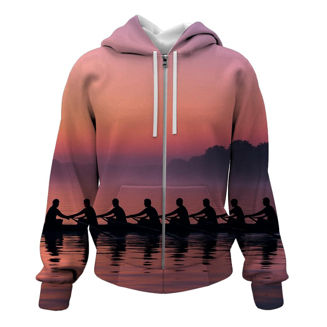 Rowing Sunrise Silhouette lightweight hoodies