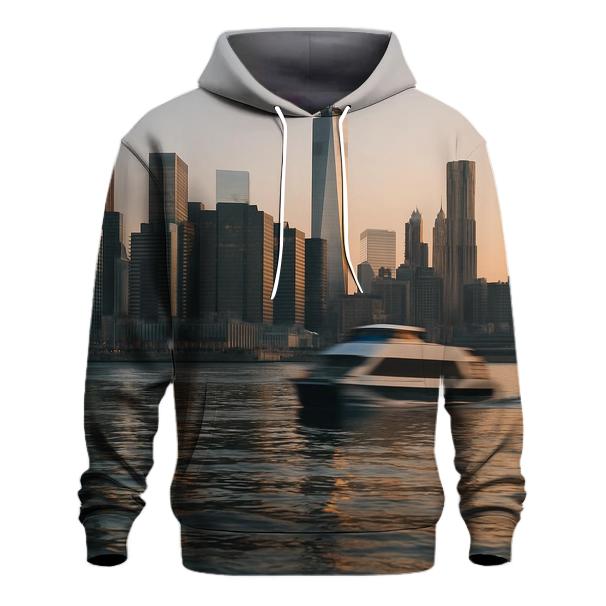 Sunrise Reflections Over Lower Manhattan embroidered hoodies