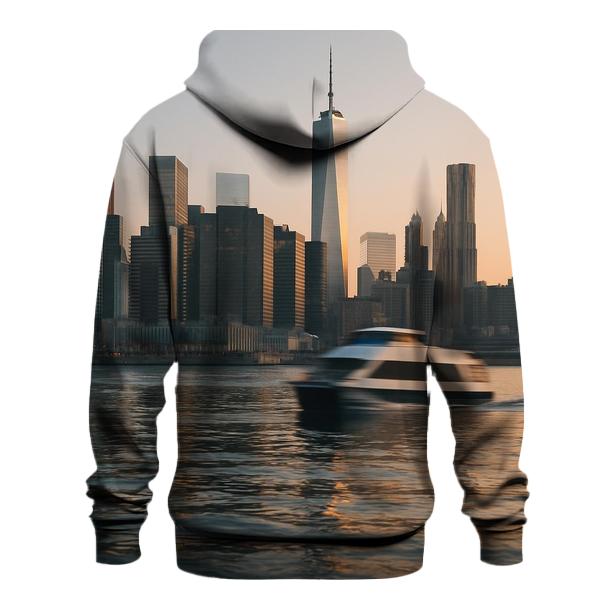 Sunrise Reflections Over Lower Manhattan embroidered hoodies