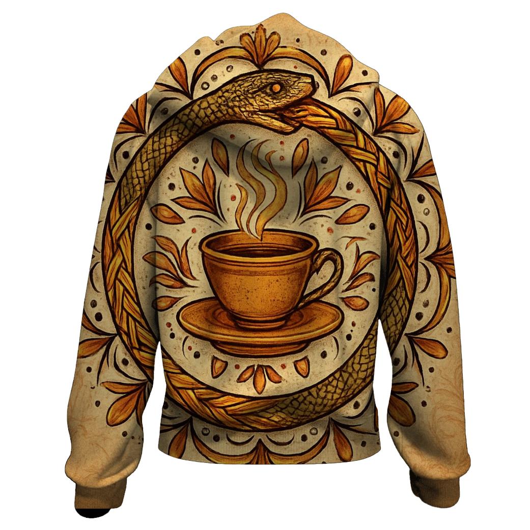 Saffron Ouroboros Mandala designer hoodies