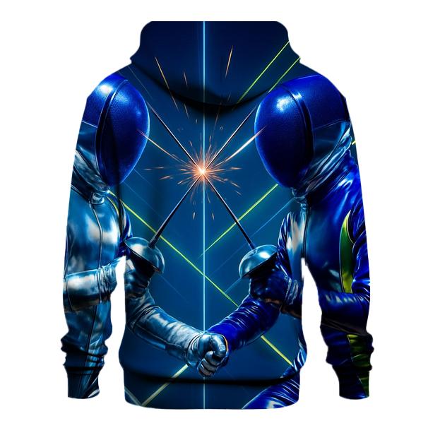 Futuristic Fencing Duel zip-up hoodies