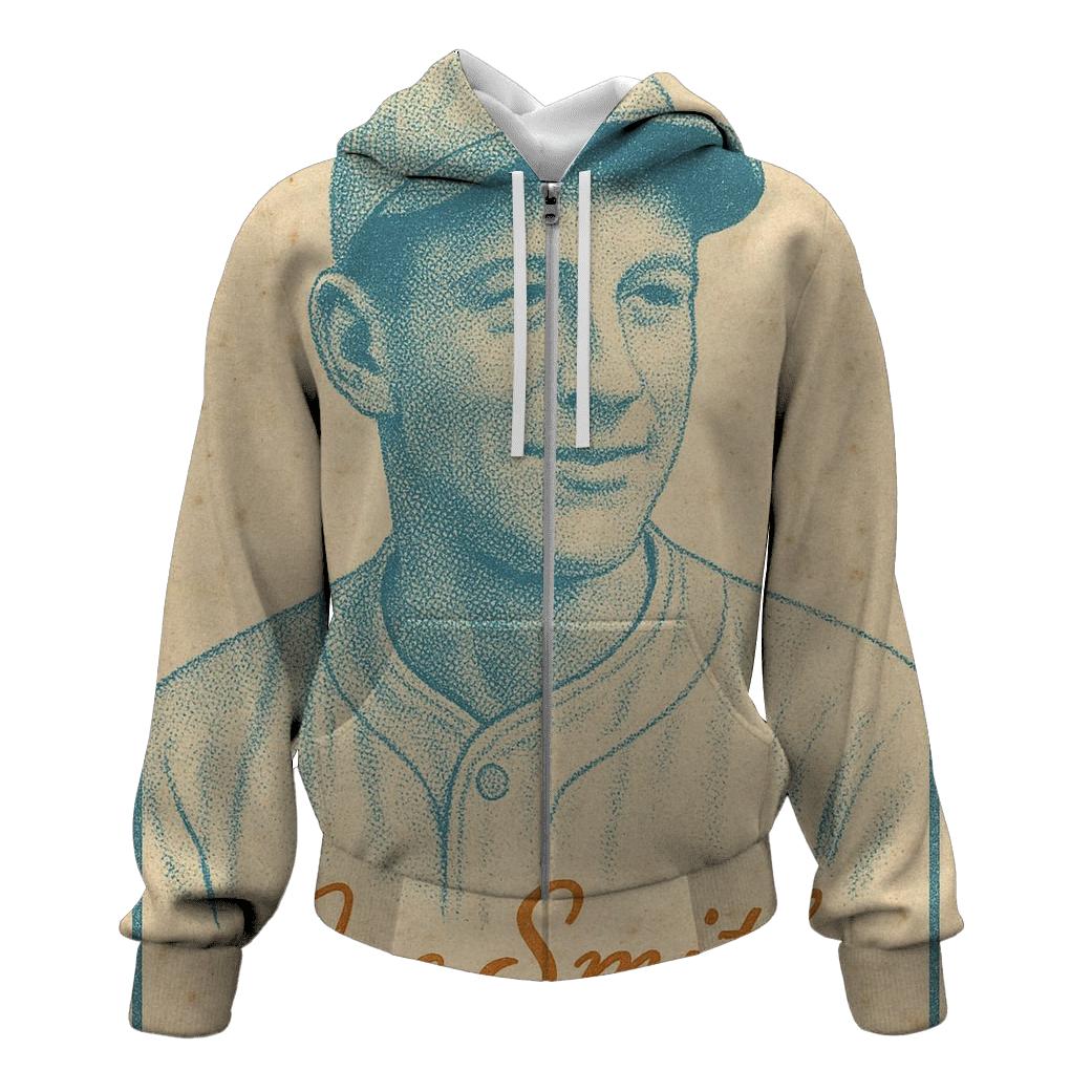 Old School Baseball Card Portrait lightweight hoodies