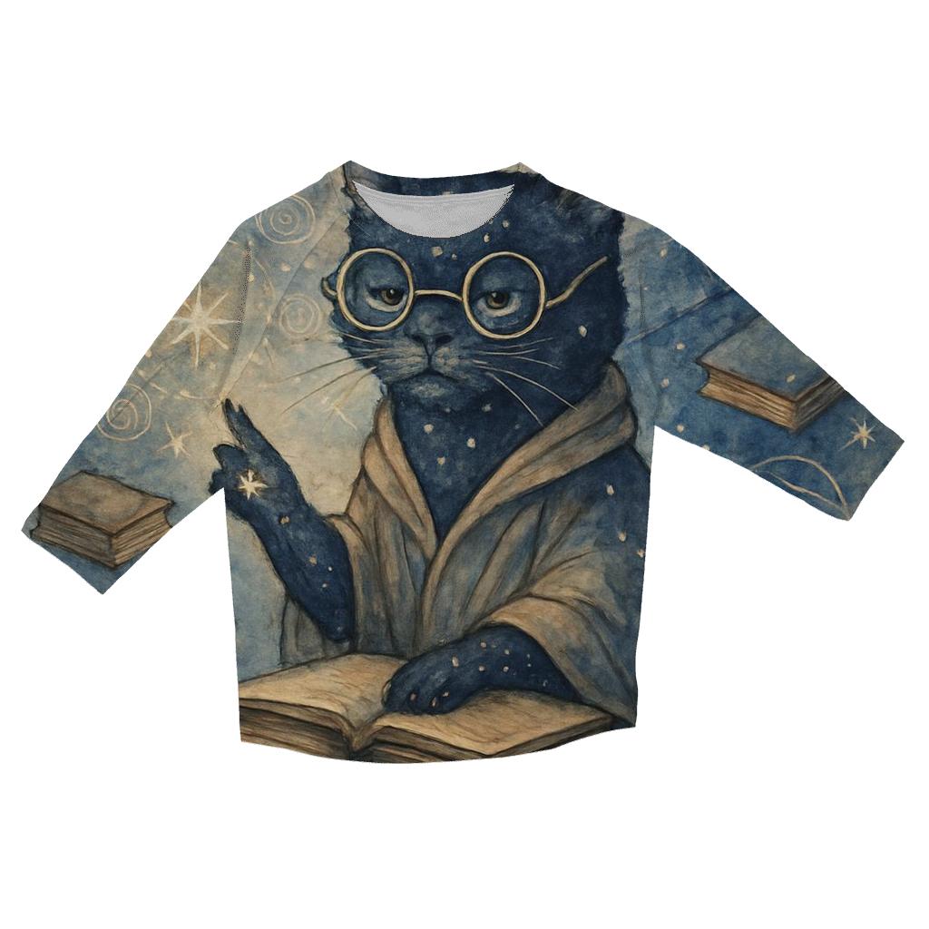 Galactic Librarian Cat cotton quarter sleeve shirts