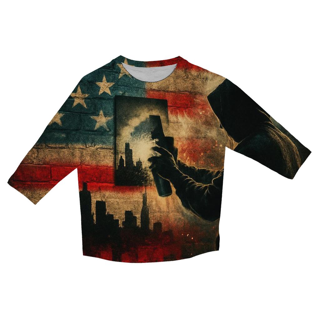Urban Flag Graffiti Surge personalized 3/4 sleeve tees