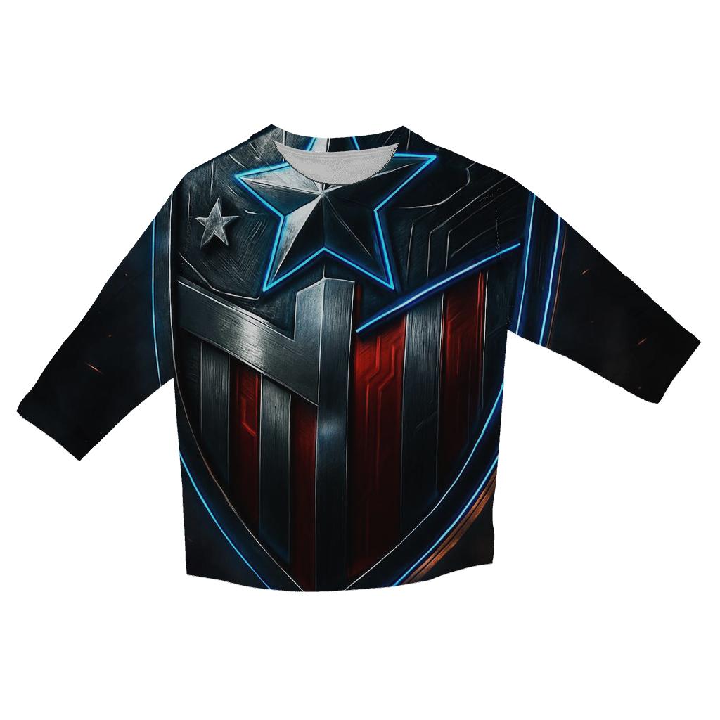 Patriotic Techno Shield personalized 3/4 sleeve tees