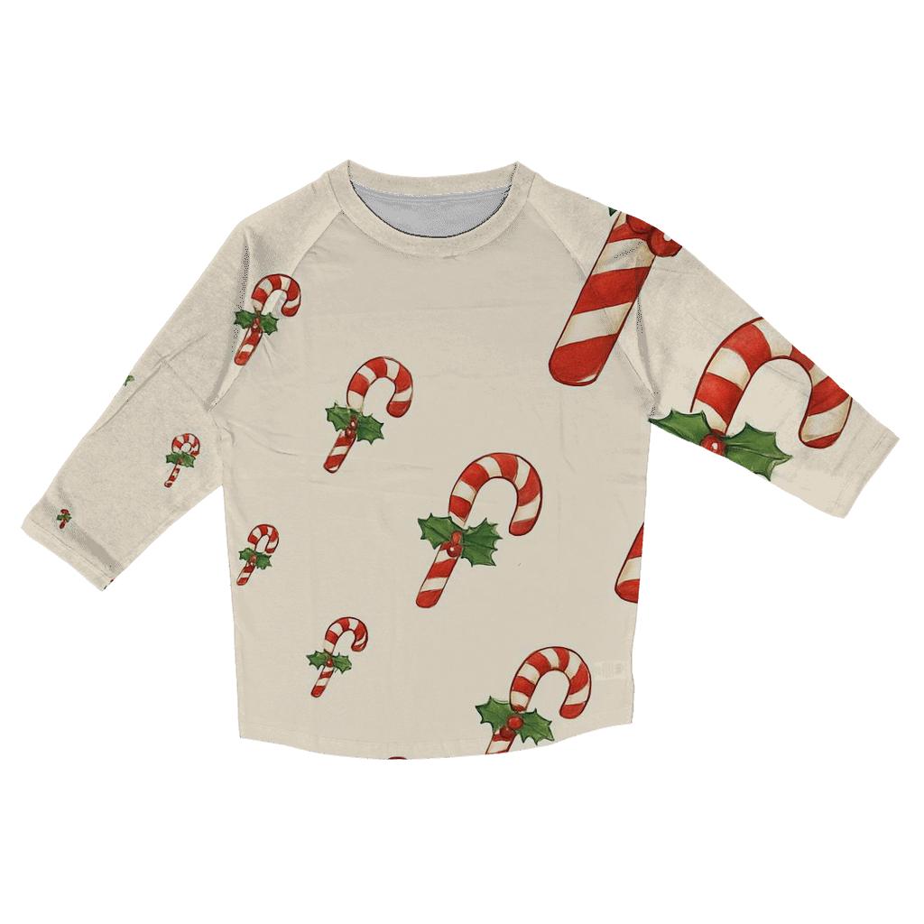 Candy Cane Progression On Ivory Background trendy 3/4 sleeve tops