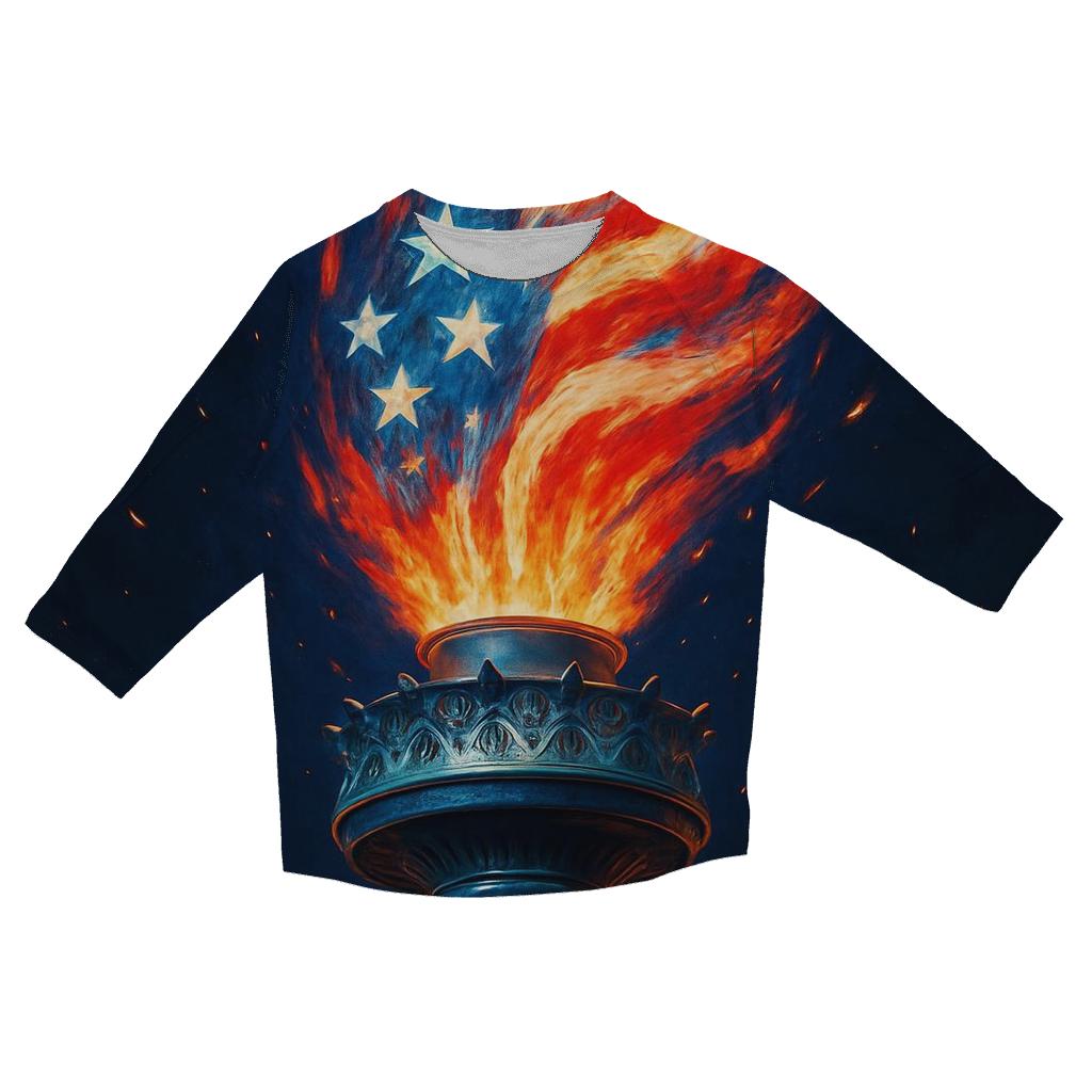 Liberty Flame Banner custom 3/4 sleeve shirts
