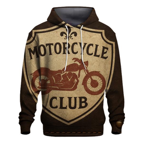 Worn Leather Motorcycle Crest graphic hoodies