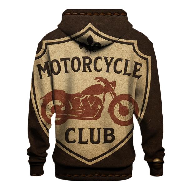 Worn Leather Motorcycle Crest graphic hoodies