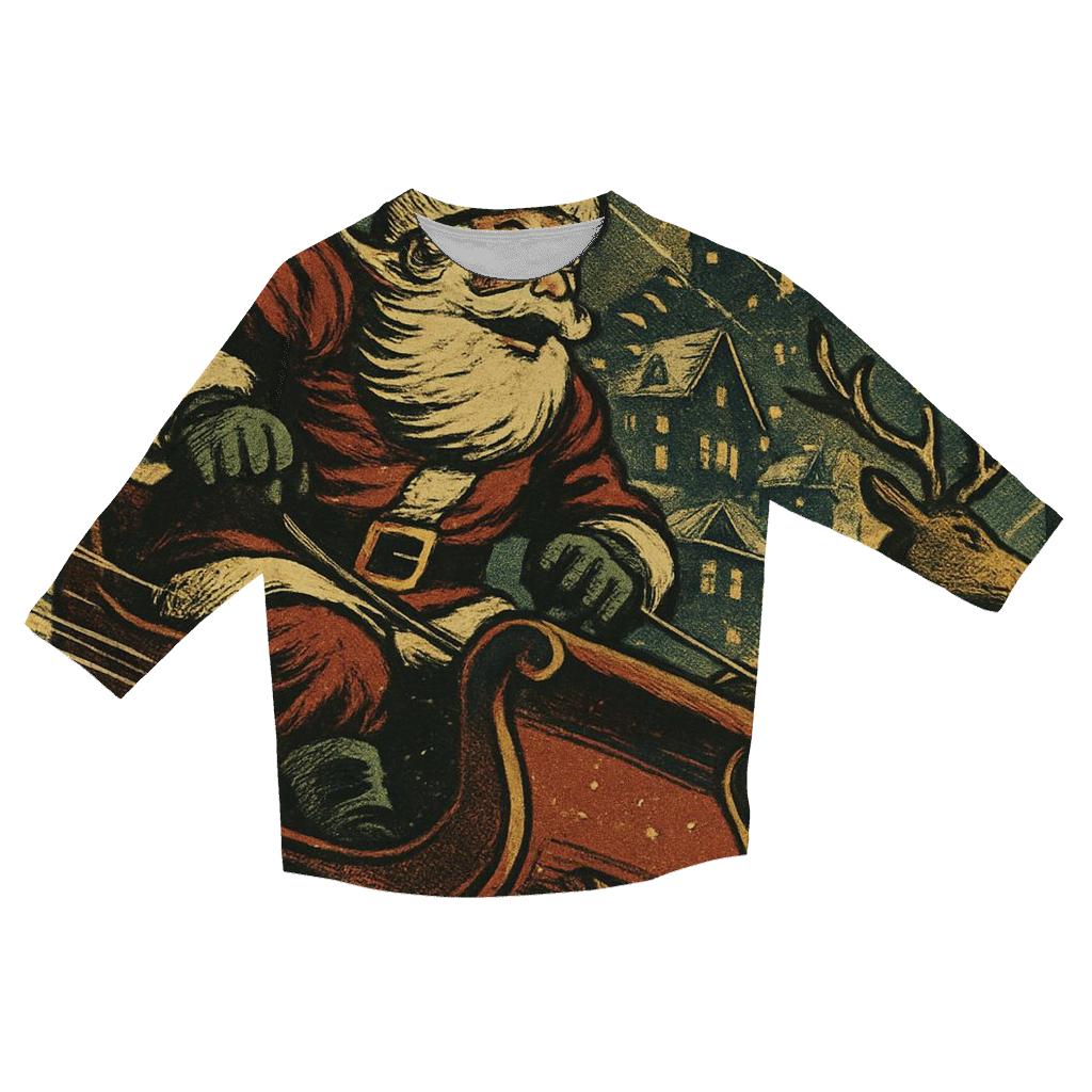 Vintage Comic Sleigh Chase designer 3/4 sleeve blouses