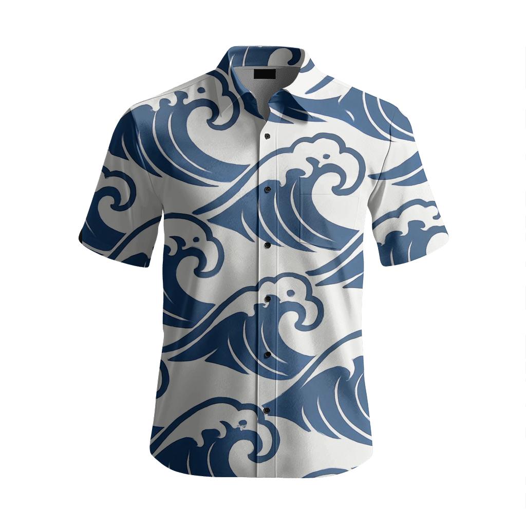 Indigo Wave Repeat custom embroidered shirts
