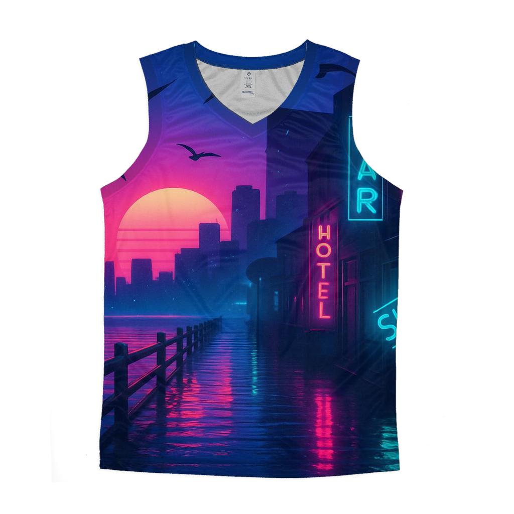 Neon Pier Reverie graphic print tank tops
