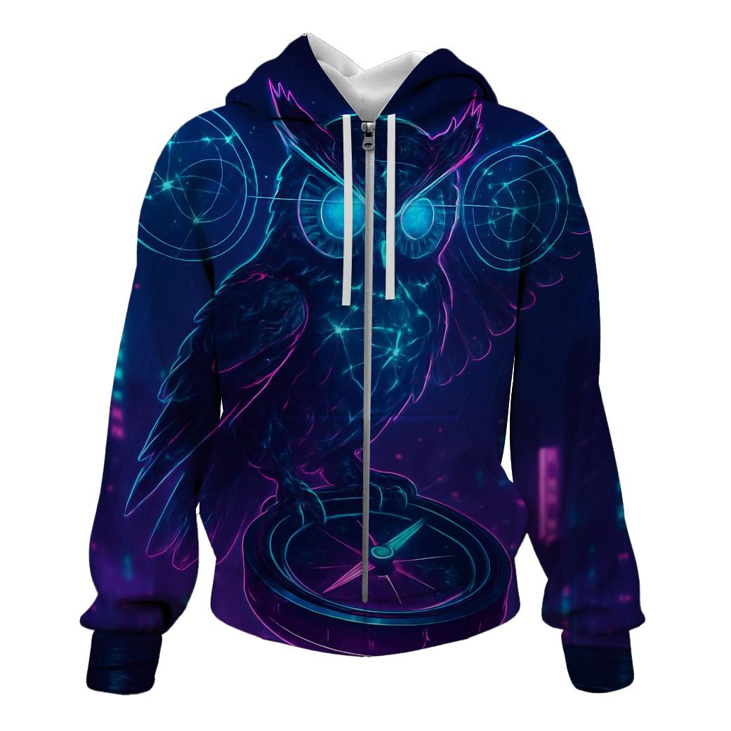Neon Owl Navigator embroidered hoodies