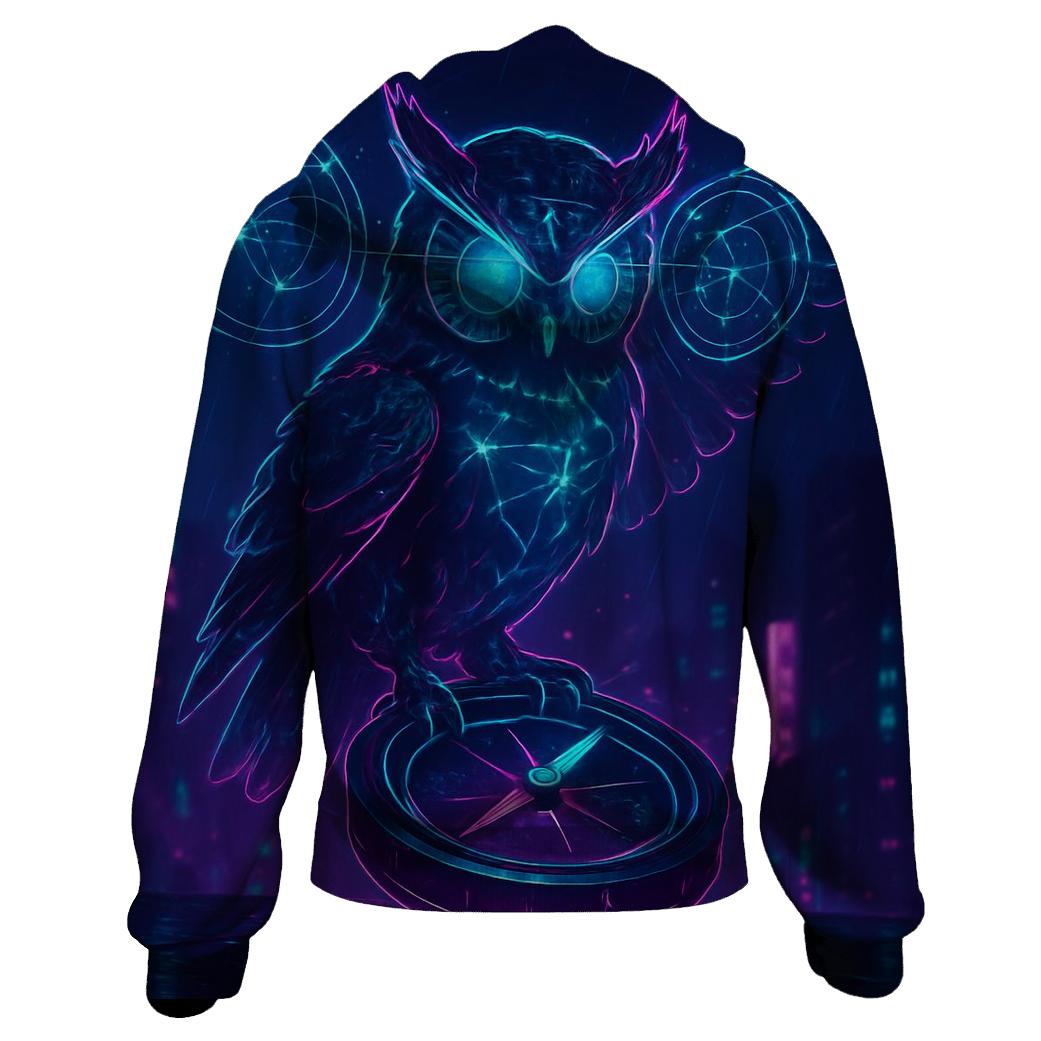 Neon Owl Navigator embroidered hoodies