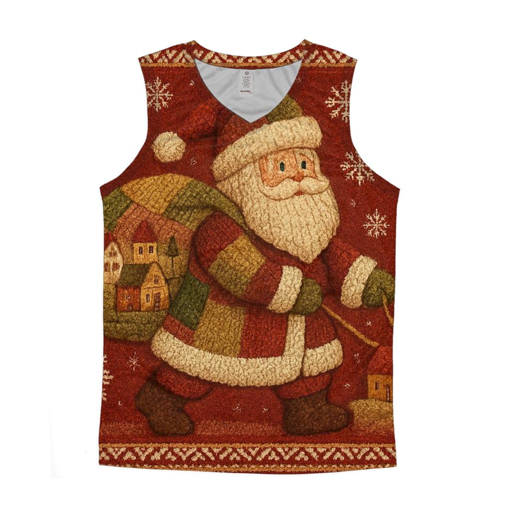 Patchwork Cozy Claus designer workout tanks