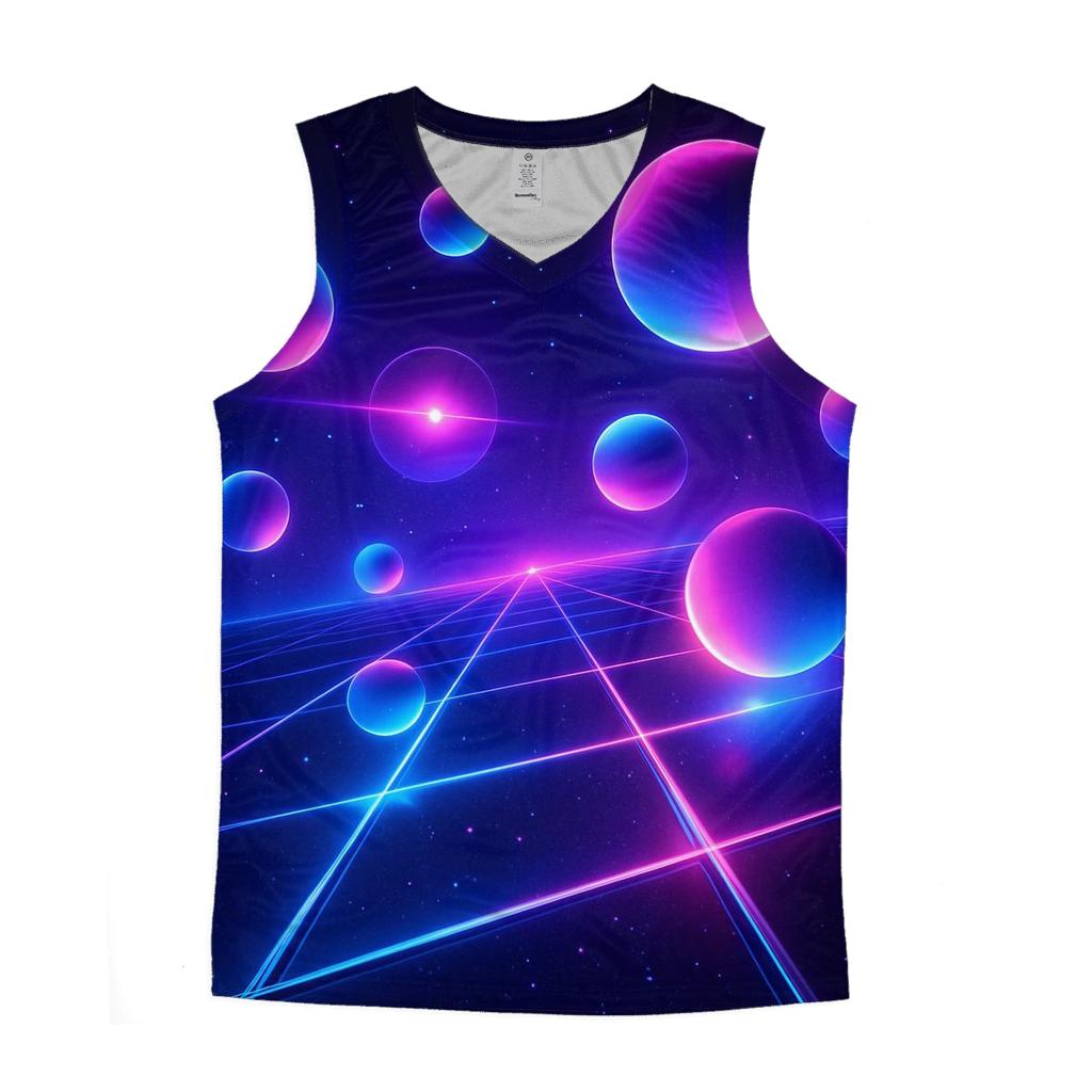 Neon Cosmic Grid stylish racerback tanks