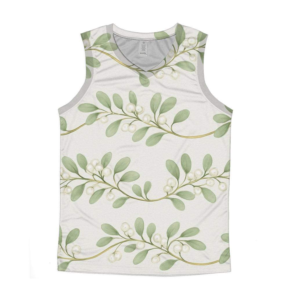Mistletoe Wave On Light Gray Background sports performance tank tops