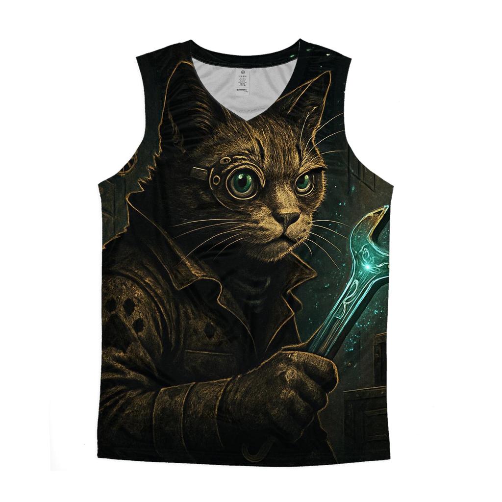 Quantum Mechanic Alley Cat cotton sleeveless tops