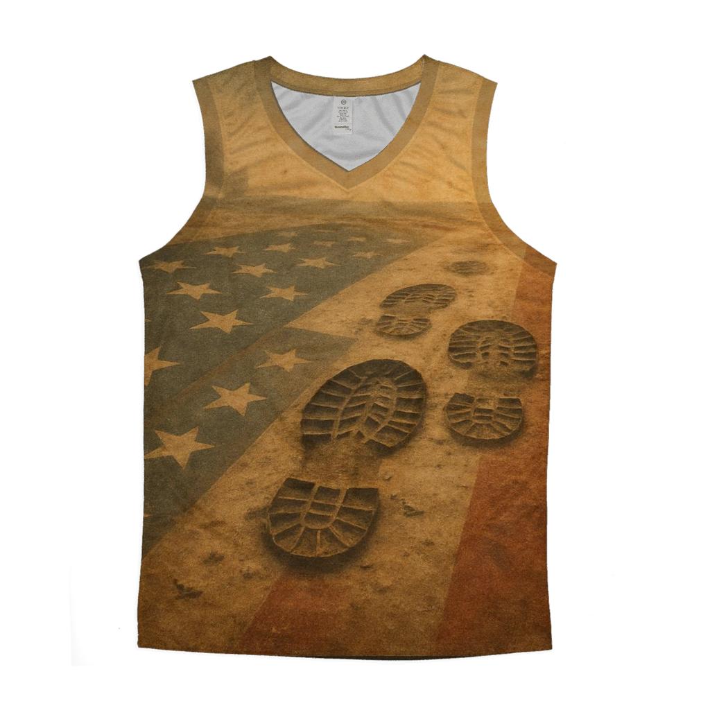 Bootprints On Old Glory trendy fitted tank tops