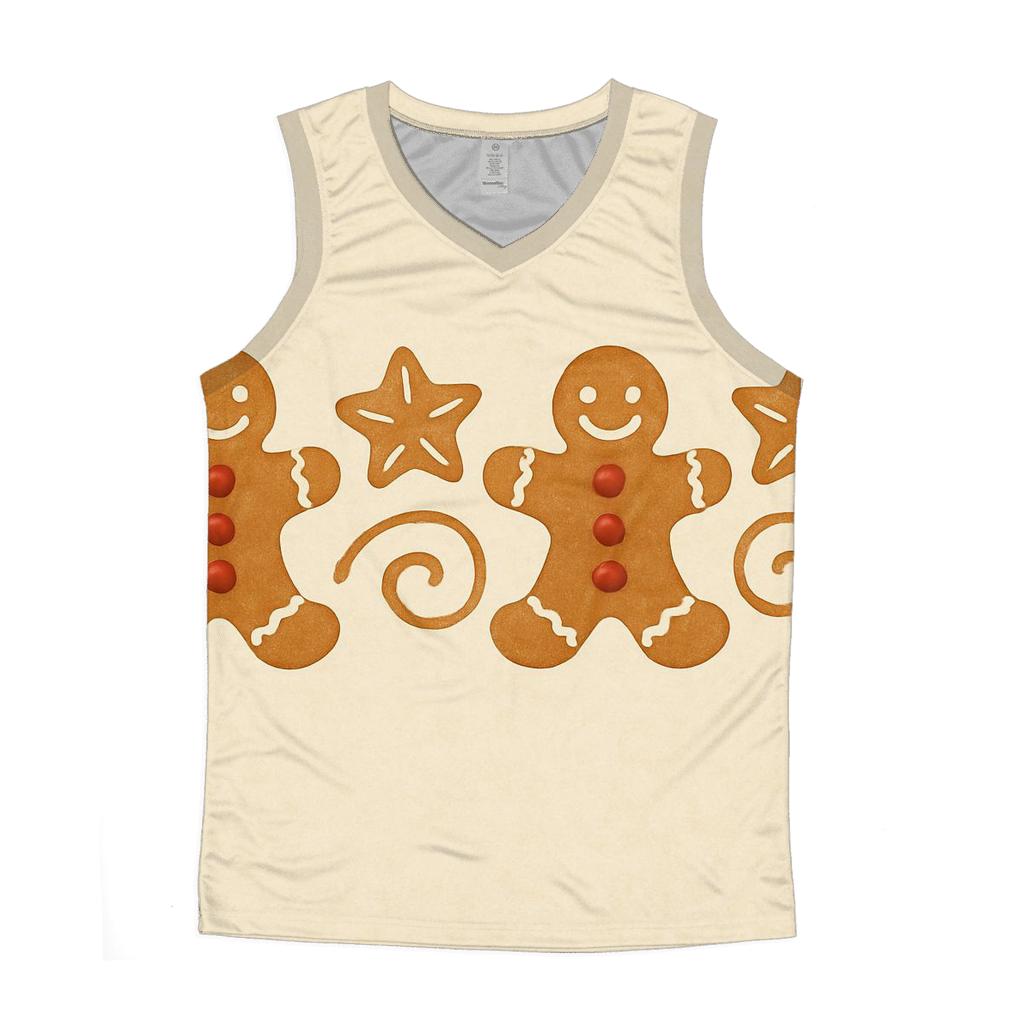 Gingerbread Border On Cream Background graphic print tank tops