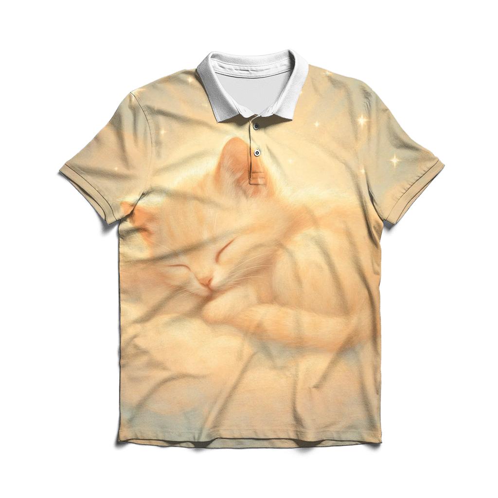 Cloud Nap Curled Kitten casual sports polo shirts