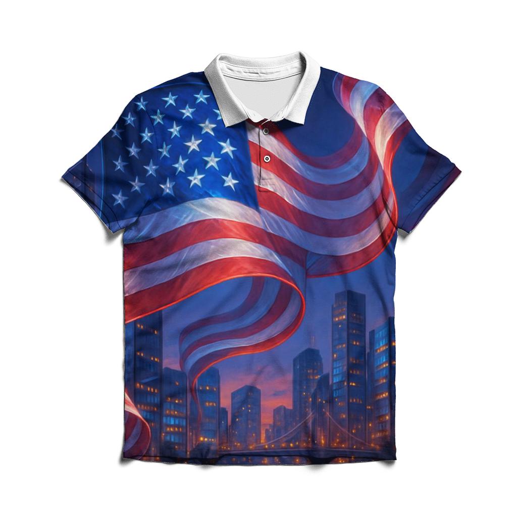 Stars In Motion Skyline Wrap premium cotton polo shirts