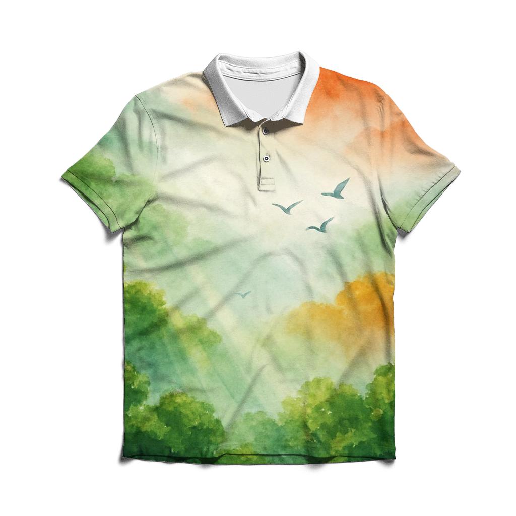 Verdant Flag Forest stylish collar polo tees