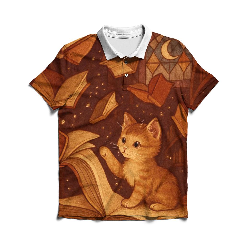 Midnight Bookshop Kitten classic pique polos