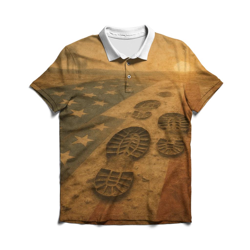 Bootprints On Old Glory stylish collar polo tees