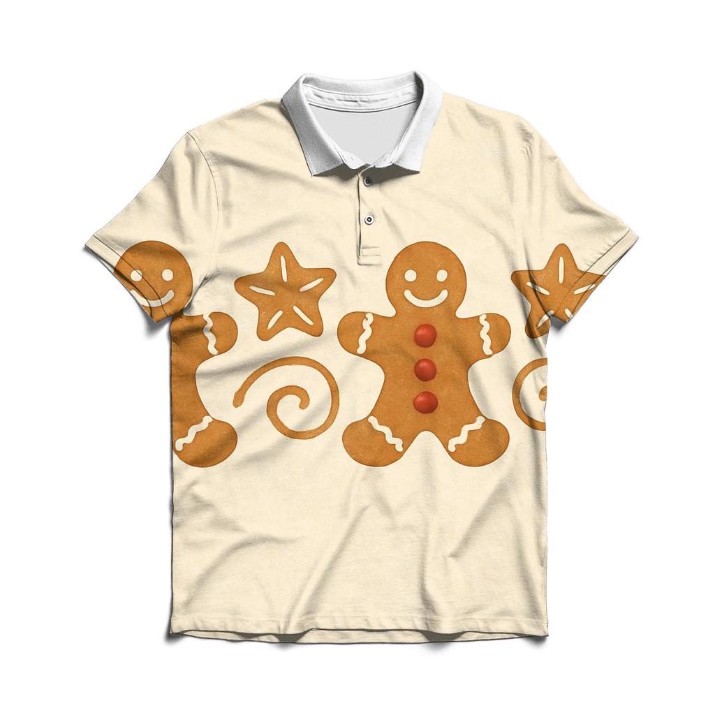 Gingerbread Border On Cream Background premium cotton polo shirts