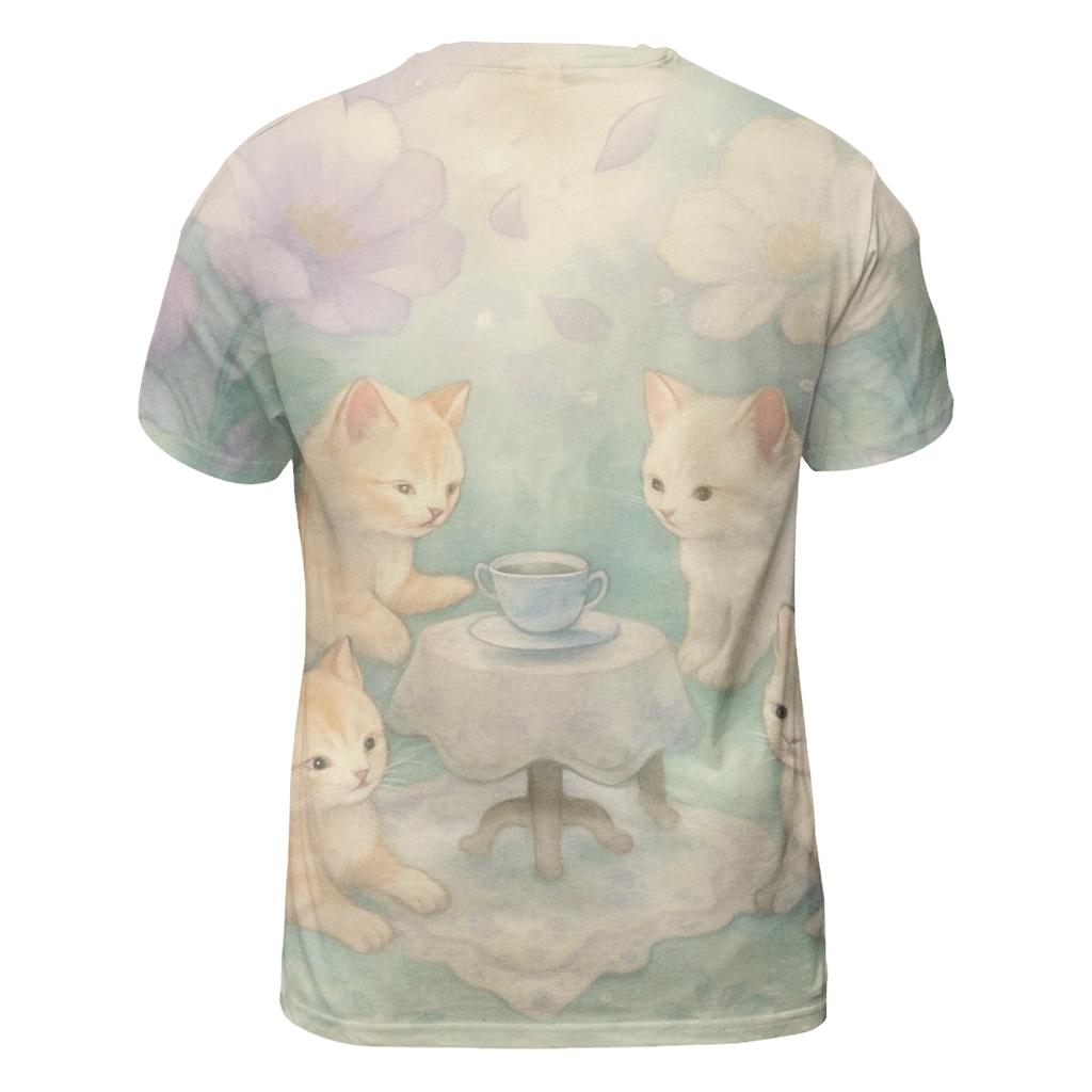 Lavender Tea Party Kittens unique graphic print tees