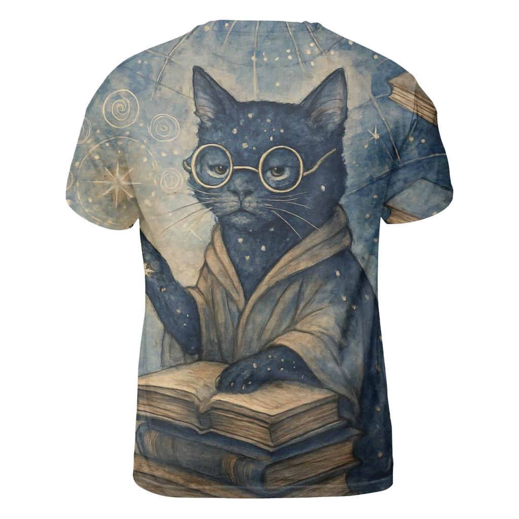 Galactic Librarian Cat trendy printed shirt styles