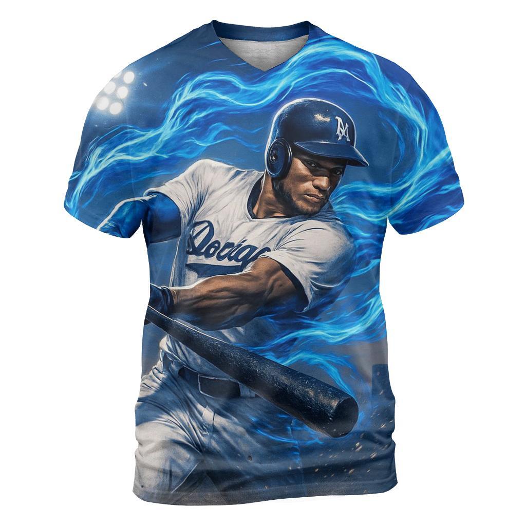 Blue Flame Swing statement graphic shirts