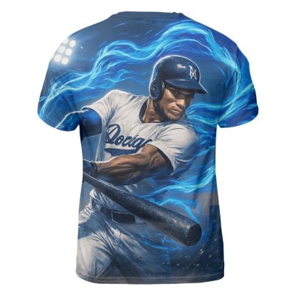 Blue Flame Swing statement graphic shirts