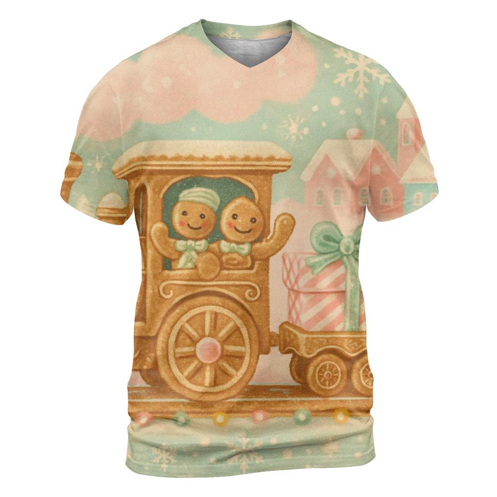 Gingerbread Train Express statement graphic shirts