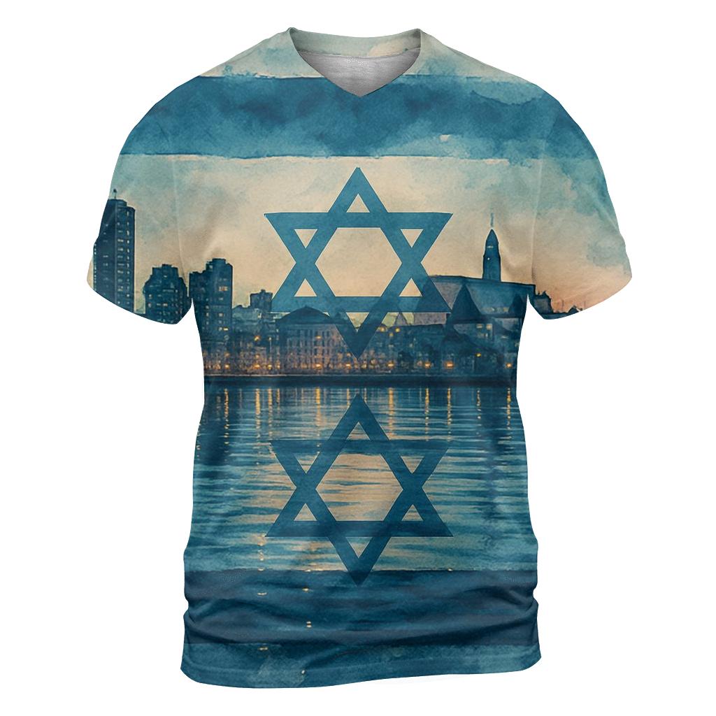 Oceanic Reflection Emblem creative print fashion shirts