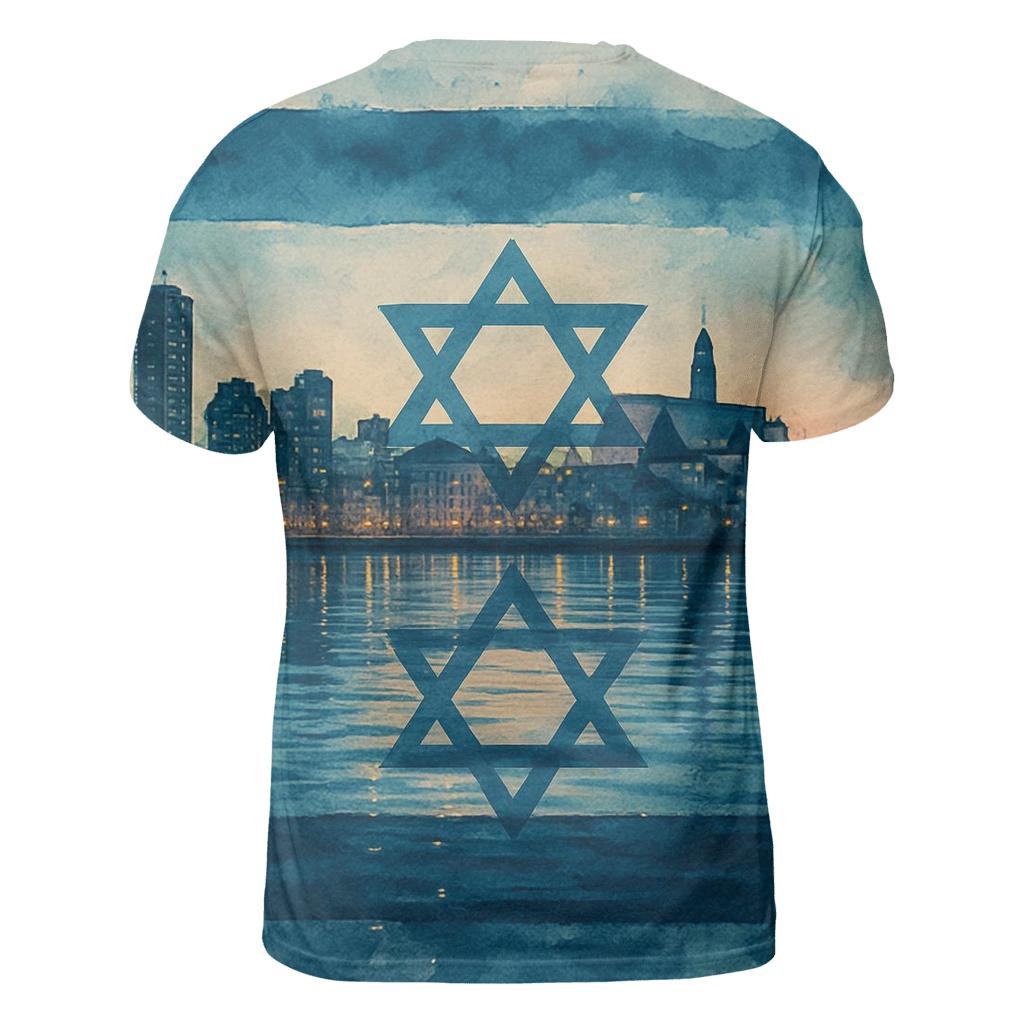 Oceanic Reflection Emblem creative print fashion shirts