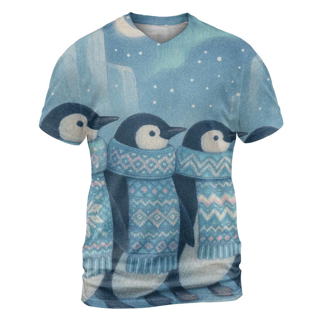 Penguin Scarf Parade vibrant all-over design tees