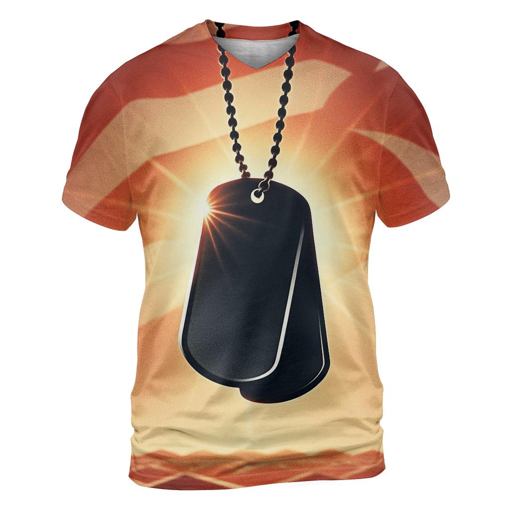 Dog Tags At High Noon vibrant all-over design tees