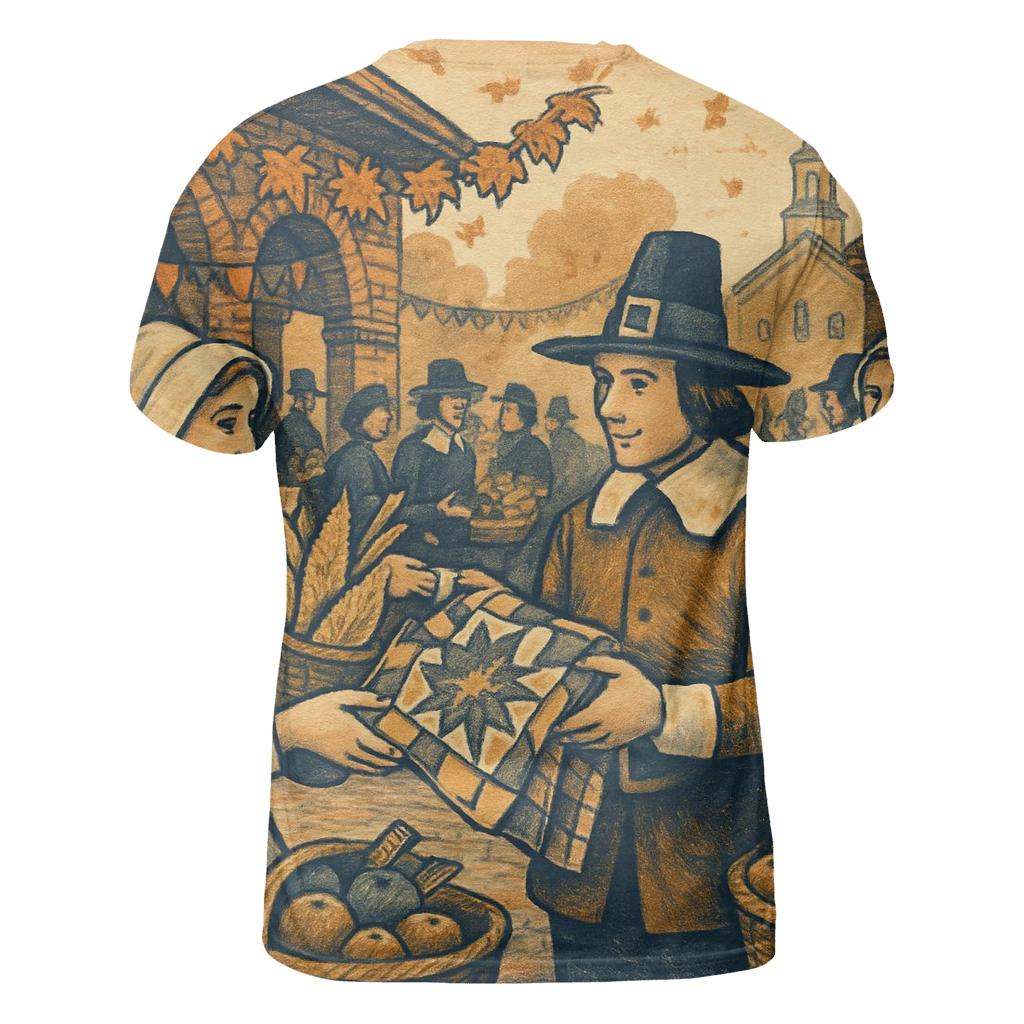Pilgrim Market Morning vibrant all-over design tees