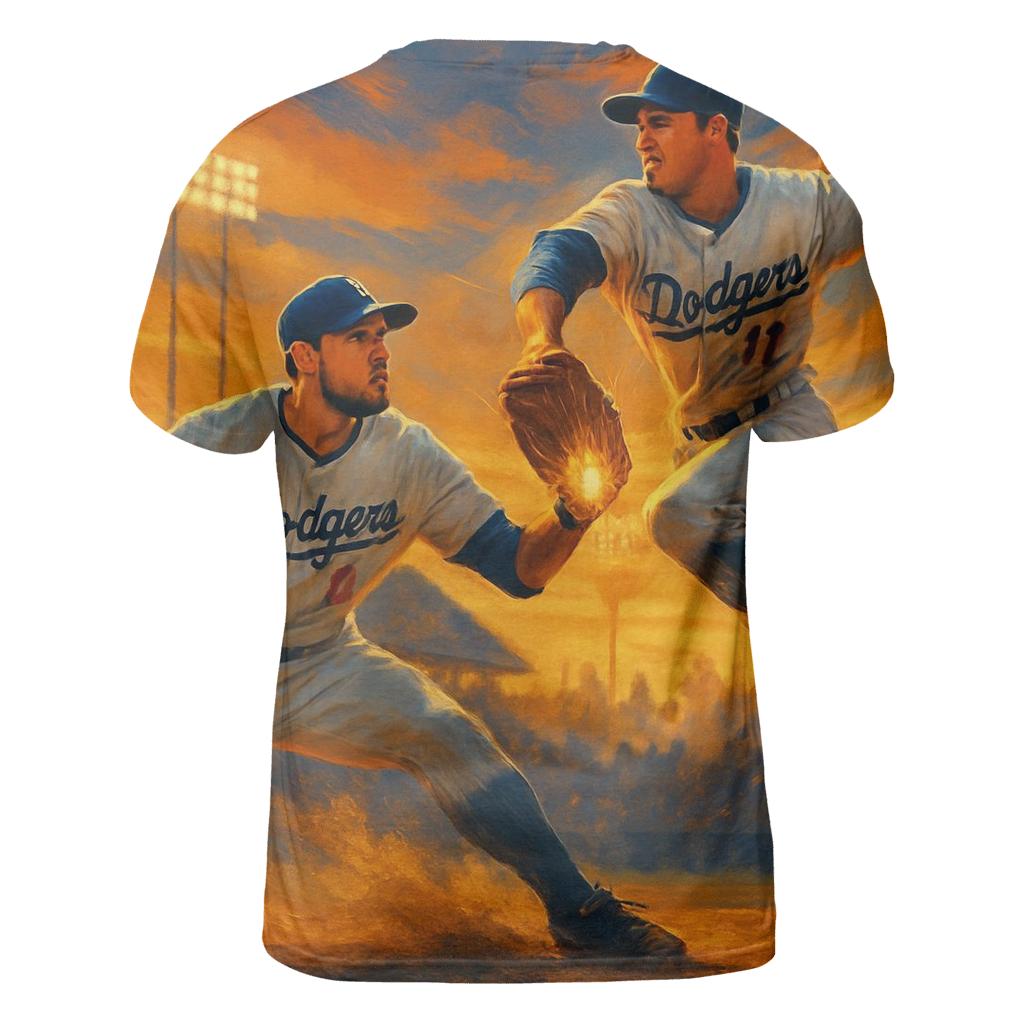 Sunset Double Play vibrant all-over design tees