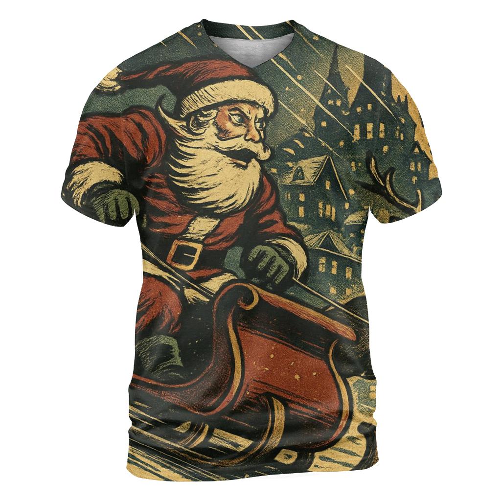 Vintage Comic Sleigh Chase statement graphic shirts