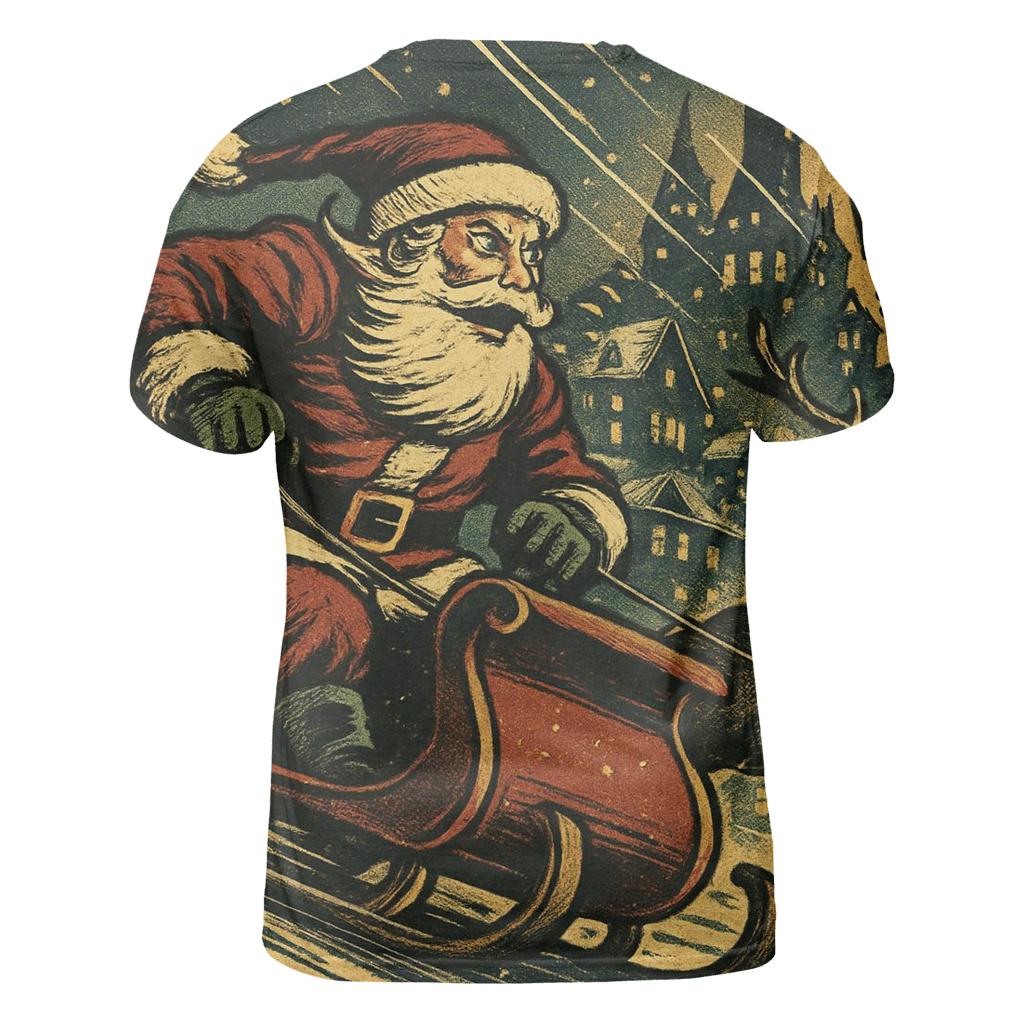 Vintage Comic Sleigh Chase statement graphic shirts