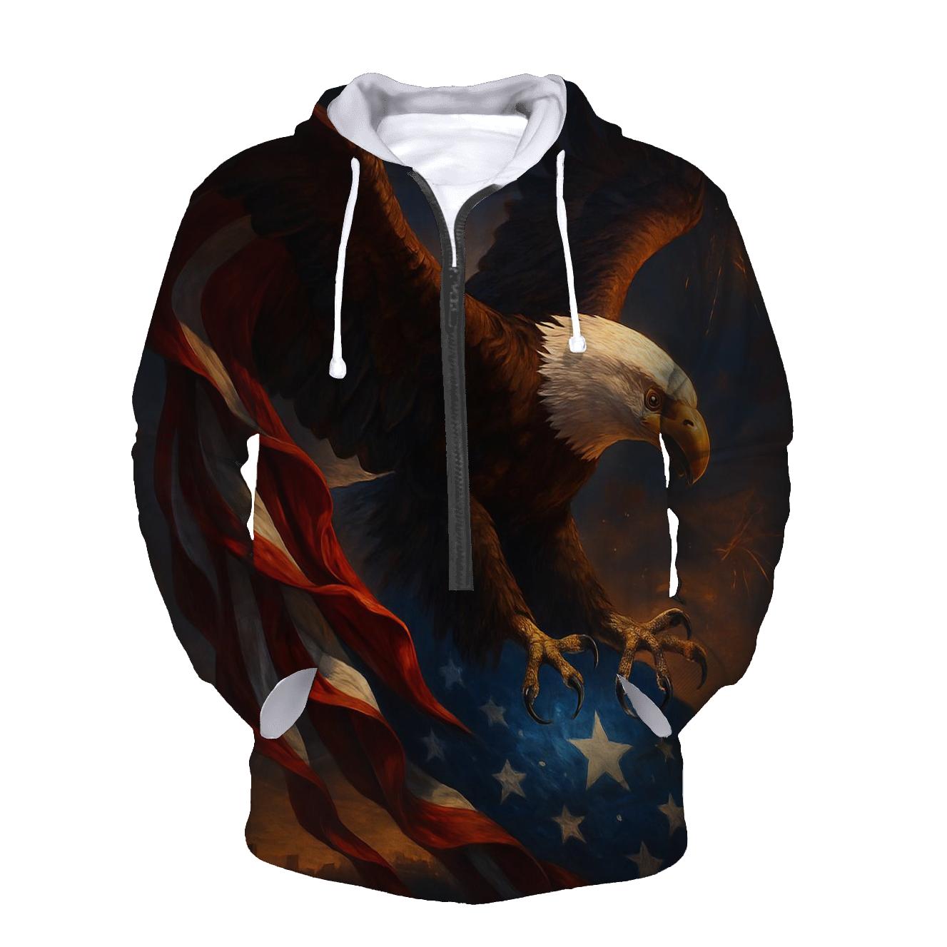 Crimson Wings Over Liberty designer hoodies