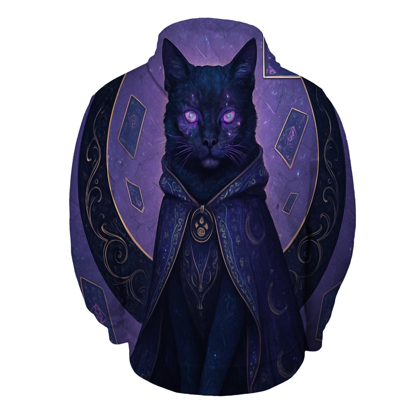 Midnight Oracle Cat embroidered hoodies