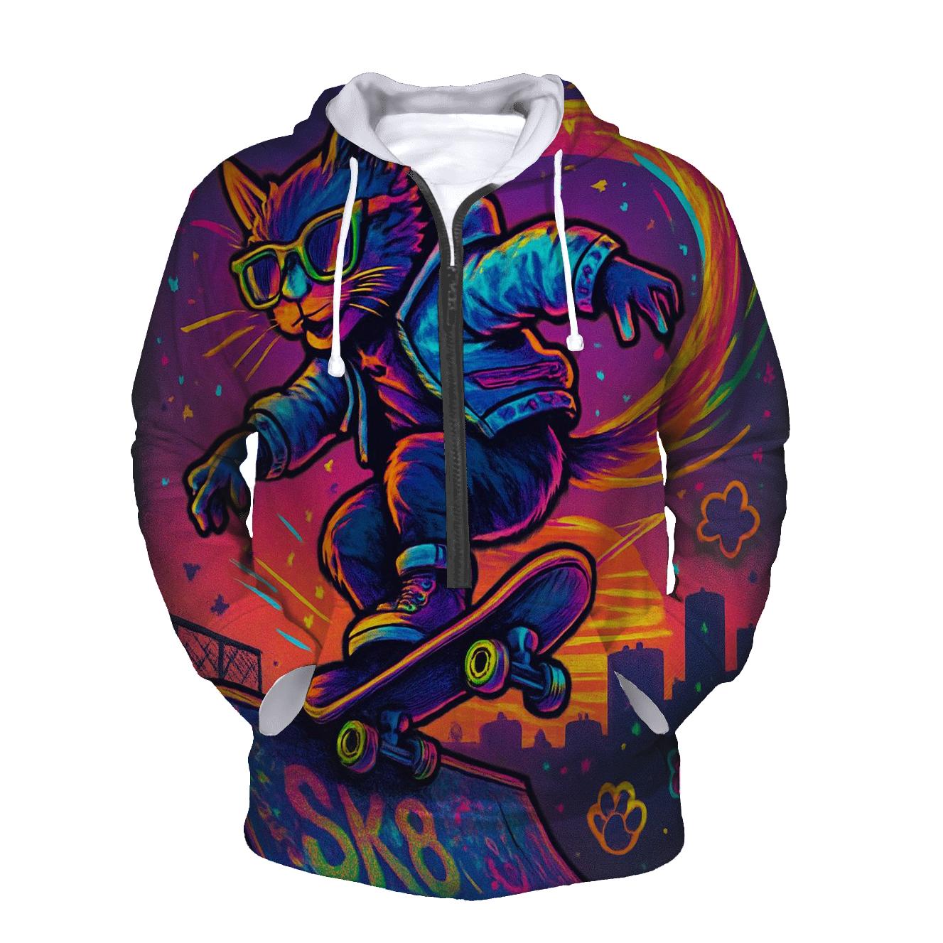 Retro Skateboard Alley Cat hoodie trends